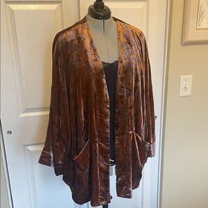 Anthropologie Velvet Brown Kimono Style Cardigan (L)